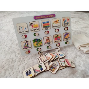Montessori Sorumluluk Alma Beceri ve Görev Tablosu Günlük Rutinim