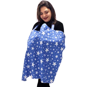 Ayarlanabilir Anne Emzirme Örtüsü Yıkanabilir Bebek Emzirme Önlüğü Mavi Yıldız 85X70