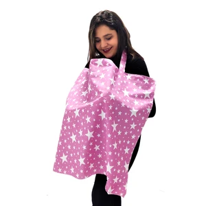 Ayarlanabilir Anne Emzirme Örtüsü Yıkanabilir Bebek Emzirme Önlüğü Pembe Yıldız 85X70