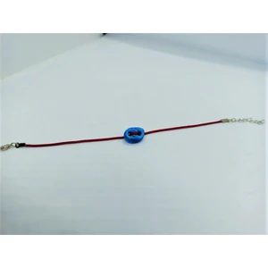 Store Atak Handmade Iki Gözlü Süryani Doğal Taş Bordo Kordon Ipli Kadın Erkek Uni Bileklik