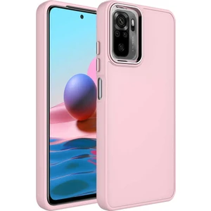 Vip Case Xiaomi Redmi Note 10S Parlak Metal Detaylı Tuşu Kolay Basmalı Lansman Pastel Silikon Ruby Kılıf