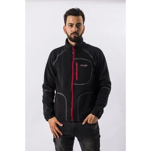 Man Full Zipper Fleece-Siyah-Kırmızı
