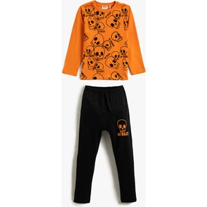 Pijama Takımı Uzun Kollu Tişört ve Beli Lastikli Pijama Altı 2 Parça