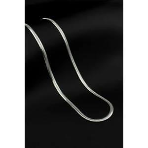 Yassı Yılan Italyan Zincir Paslanmaz Çelik Kolye Gümüş Renk - 4mm