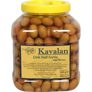 İyi Tarım Uyg. -2 kg Süzme Ağırlık- Domat Çizik Yeşil Zeytin Doğal Salamura 3000 cc