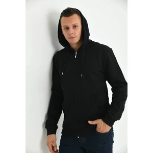 Siyah Kapüşonlu ve Kanguru Cep Detaylı Sweatshirt