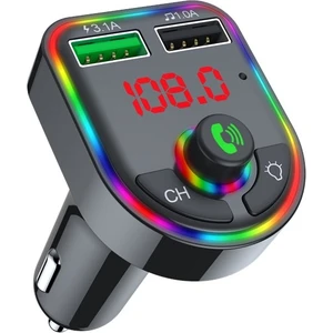 C613 Rgb Işıklı Bluetoothlu USB Bellek, Hafıza Kartı ve 3.1A+1A Şarj Girişli Fm Transmitter
