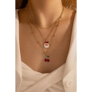 New Obsessions Yılbaşı Charm Noel Baba ve Kiraz Uçlu Kolye 3 Ayrı Kolye
