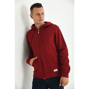 Bordo Kapüşonlu ve Kanguru Cep Detaylı Sweatshirt