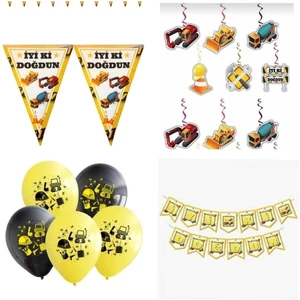 Çıtı Pıtı Store Iş Makinaları Inşaat Temalı Süsleme Seti