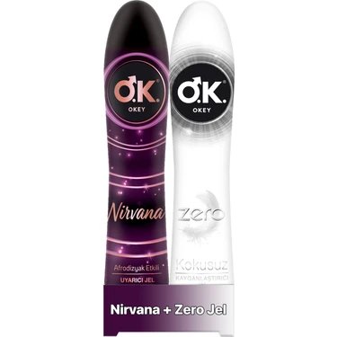 Okey Nirvana Uyarıcı Jel 100 ml ve Okey Zero Kayganlaştırıcı Jel 100 ml Çift Paket - Uzun Süreli