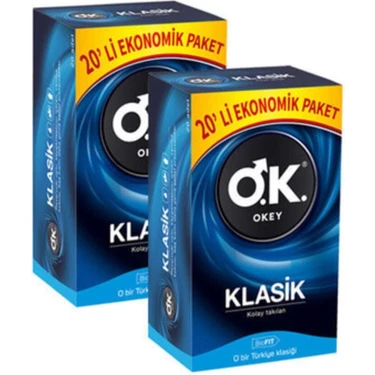 Okey Prezervatif Klasik 20 Li Paket X 2