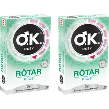 Okey Rötar Plus 10'Lu Lateks Prezervatif 2 Kutu 4 Dakika Ekstra Performans