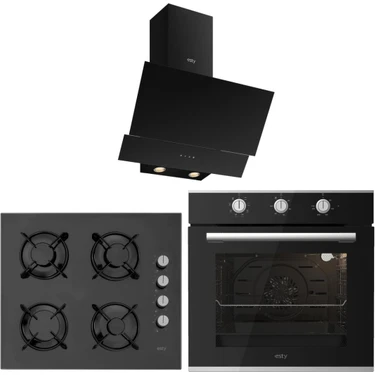 Esty Siyah Cam Ankastre Set (3480 Touch Davlumbaz - ACO5335B01 Ocak - AEF6604B01