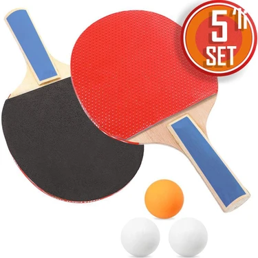 Telvesse Masa Tenisi Raketi Seti Tenis Topu Set 5 Parça Başlangıç