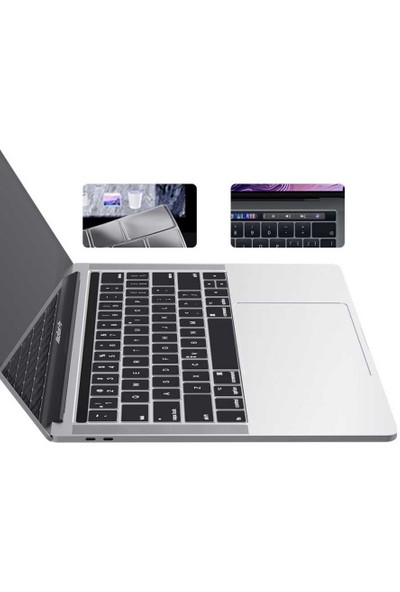 Tunaplus Apple Macbook 13' Pro Touch Bar A1706 Zore Klavye Koruyucu Şeffaf Silikon Ped