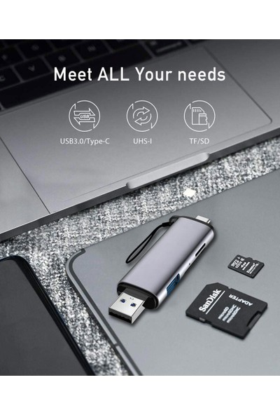 Apera Gn-26 3 In 1 Otg Kart Okuyucu USB - Micro USB - Type-C Android Hub