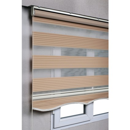 Etekli Kahverengi Pileli Zebra Kaliteli Güneşlik Stor Perde