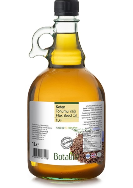 Saf Keten Tohumu Yağı 1 Litre Soğuk Press