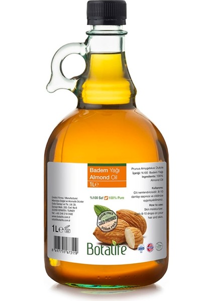 Saf Soğuk Pres Tatlı Badem Yağı 1 Litre 1000 ml