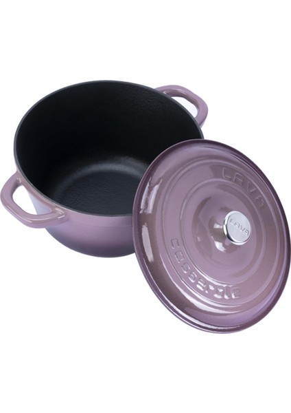 Döküm Yuvarlak Tencere Döküm Demir Kapak New Heritage Serisi ÇAP(Ø)22CM - Mor