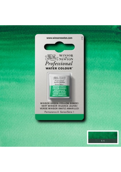 Professional Sulu Boya Yarım Tablet Winsor Green (Yellow Shade) 721 S.1