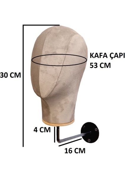 Duvara Monte Bayan Kumaş Kaplı Kafa Mankeni fiyatları