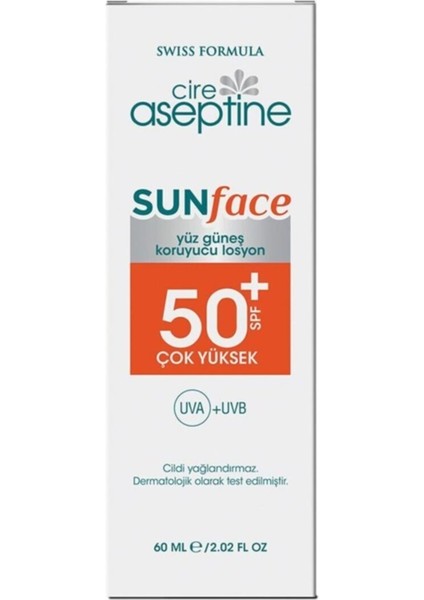 Sunface Spf 50+ Yüksek Koruma Uva +Uvb Yüz Güneş Koruyucu Losyon 60 ml