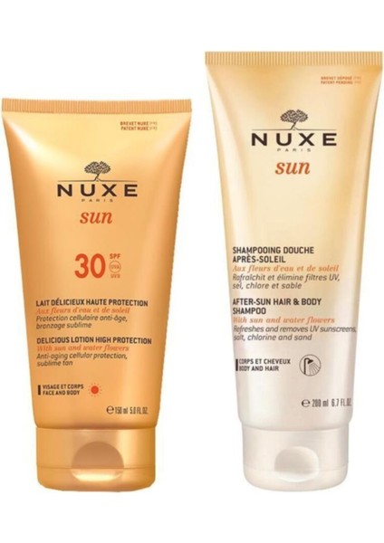 Güneş Koruyucu Yüz ve Vücut Sütü SPF30 150 ml + Güneş Sonrası Saç ve Vücut Şampuan 200ML