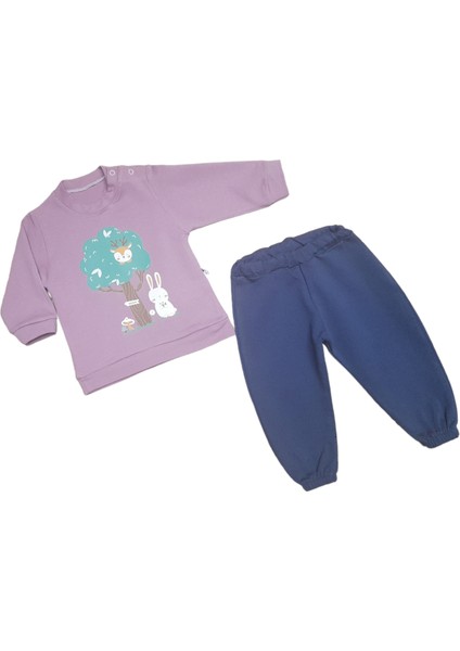 Bebedex's Kids Pamuk Sweatshirt&pantolon Şişme Yelekli 3 Lü Kız Bebek Takımı