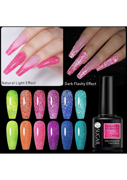 Reflective Fluorescent Gel Karanlıkta Parlayan Simli Kalıcı Oje R022 indirimleri