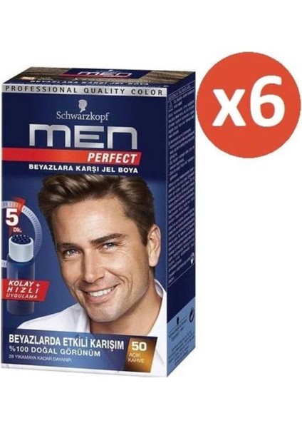 Men Perfect Amonyaksız Jel 50-Açık Kahve 6 Adet (Yeni Ambalaj)