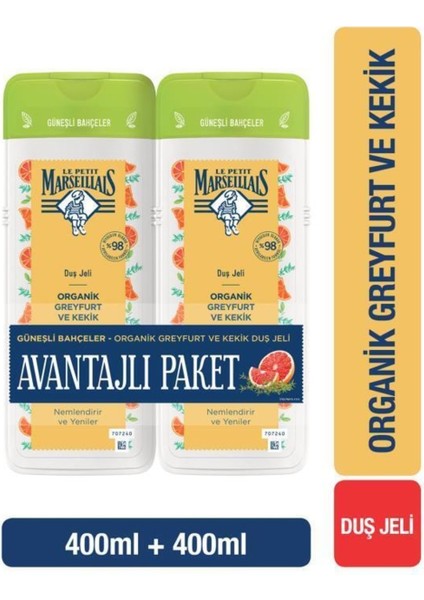 Organik Greyfurt ve Kekik Duş Jeli 400 ml x 2 Adet