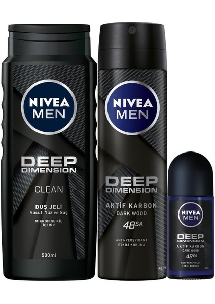 Men Lws Deep Dimension Duş Jeli 500 ml + Sprey Deodorant 150 ml + Roll-On Deodorant 50 Ml.