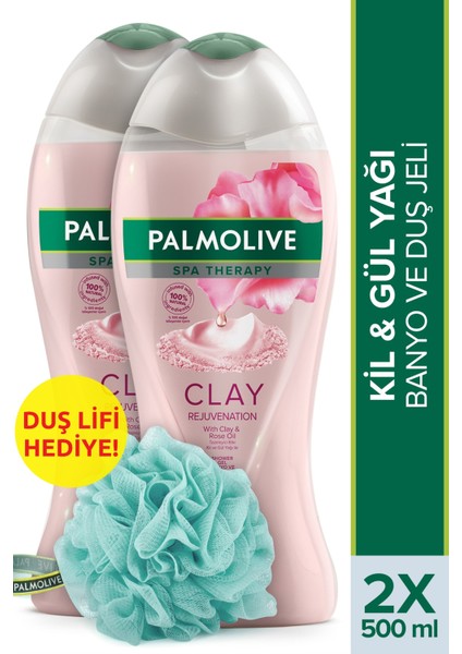 Spa Therapy Clay Rejuvanation Banyo ve Duş Jeli 500 ml x 2 Adet + Duş Lifi Hediye