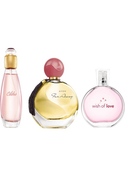 Celebre Edt 50 ml + Far Away Edp 50 ml + Wish Of Love Edt 50 ml 3lü Kadın Set