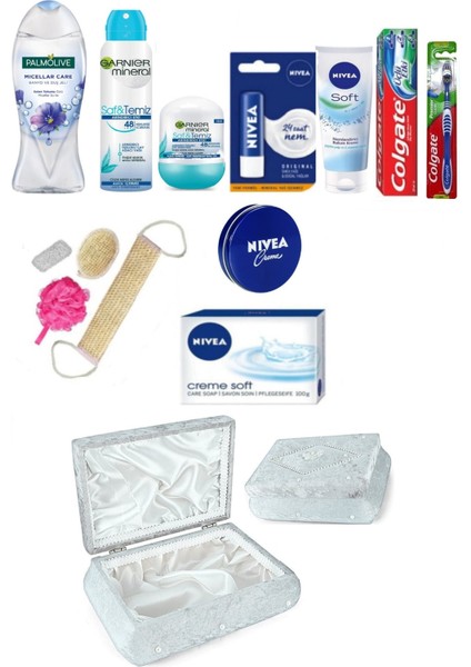 Gelin Söz Nişan Ceyız Sandıgı Bohca Seti- Banyo Lif Seti +Cilt Bakım Seti