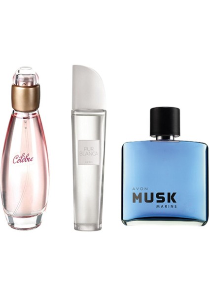 Celebre Edt 50 ml + Pur Blanca Edt 50 ml + Musk Marine Edt 75 ml 3lü Set