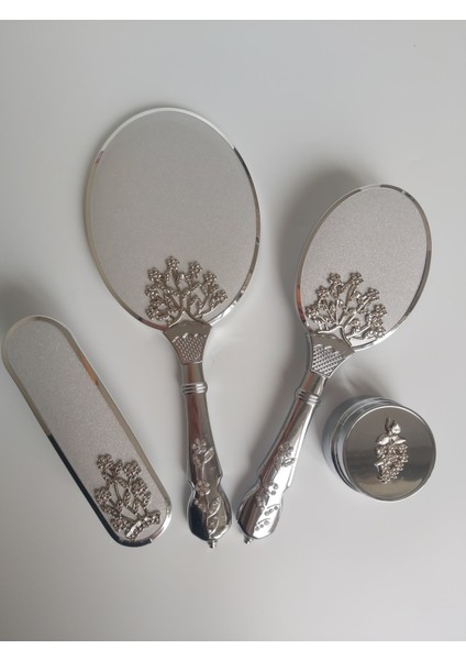 Gümüş Renk Gelin Bohçası Ayna Tarak Set Takım fiyatları