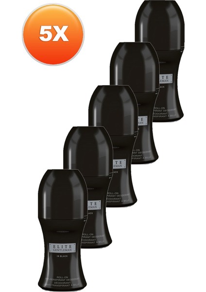 Elite Gentleman In Black Erkek Rollon - 50 ml x 5'li Set