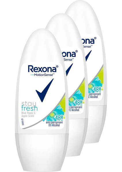 Stay Fresh Blue Poppy Apple Kadın Roll-On 50 Ml. Üçlü Paket fiyatları