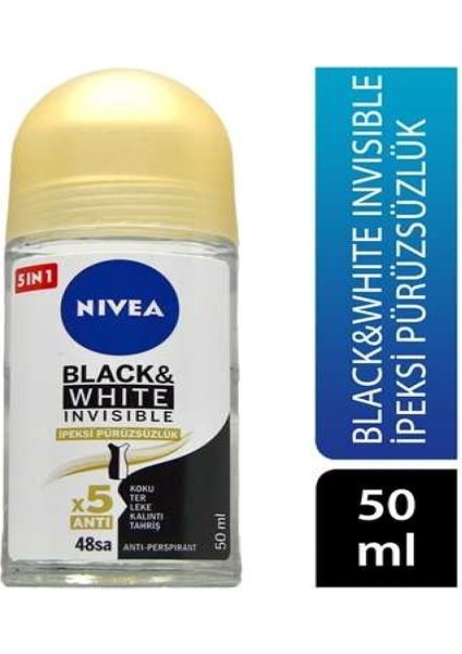 Roll-On Kadın Invisible Black&white Ipeksi 50ML x 6 Adet