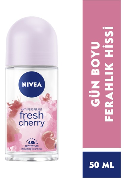 Kadın Roll On Deodorant Fresh Cherry, 48 Saat Anti-Perspirant Koruma 50ML