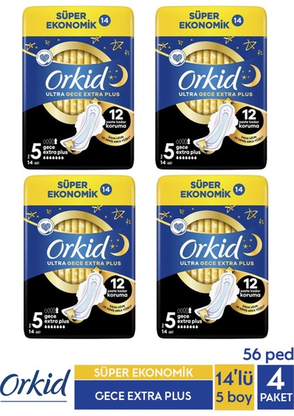 Süper Ekonomik Ultra Gece Extra Plus 14 Ad. 5 Boy X 4 Paket