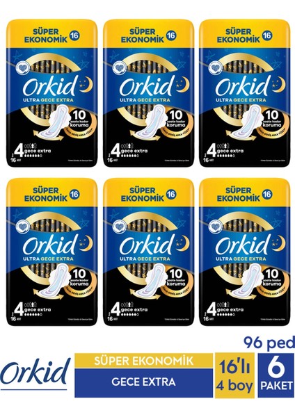 Süper Ekonomik Ultra Gece Extra 16 Ad. 4 Boy X 6 Paket