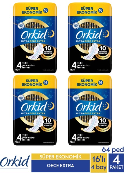 Süper Ekonomik Ultra Gece Extra 16 Ad. 4 Boy X 4 Paket