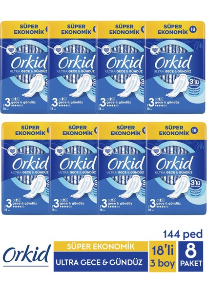 Süper Ekonomik Ultra Gece & Gündüz 18 Ad. 3 Boy X 8 Paket