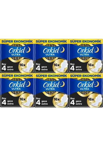 Ultra Hijyenik Ped Gece Ekstra 16'Lı 6 Adet