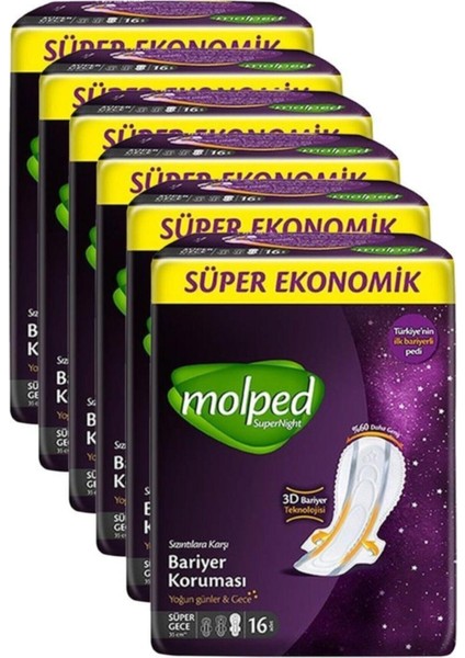 Super Night Süper Gece Paketi 16'Lı 6 Adet Molped