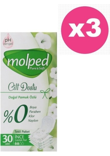 Pure &Soft Günlük Ped 30'Lu Çanta Paketi X3 Paket